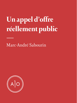 cover image of Un appel d'offres réellement public